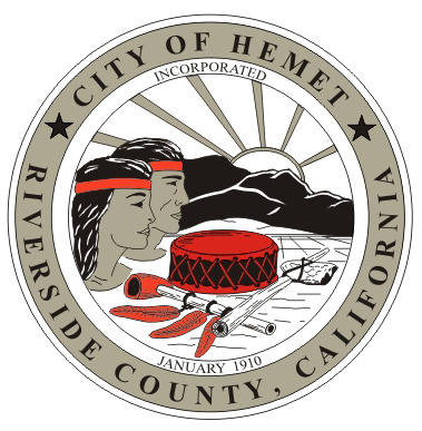 Hemet's official seal. The Riverside County city is home to 78,657 residents.