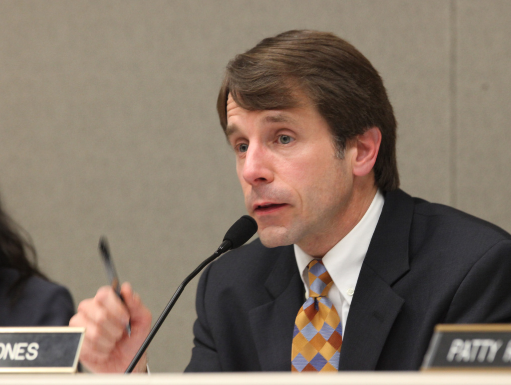 Then-Assembylman Dave Jones, D-Sacramento, chair of the Assembly Health Committee, questions Leslie Margolin, president of Anthem Blue Cross, about rising premium costs during a hearing at the Capitol in Sacramento, Tuesday, Feb. 23, 2010.
