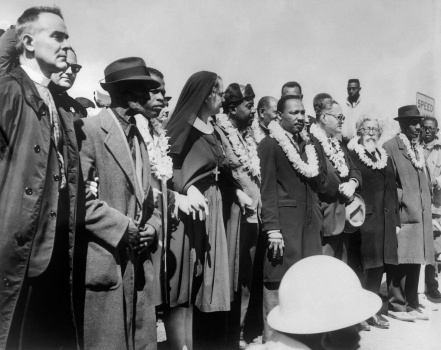 Civil rights demonstrators, led by Dr Ma