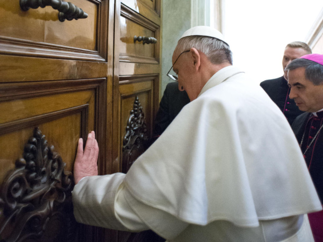 Pope Francis as he visits the papal residence at the Vatican on Thursday.