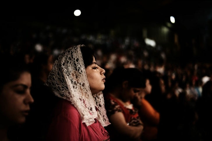 Worshippers attend a service as Coptic p