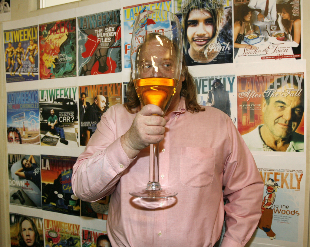 Jonathan Gold in the L.A. Weekly offices in 2007 celebrating his Pulitzer Prize. He remains the only food critic to have won the honor.