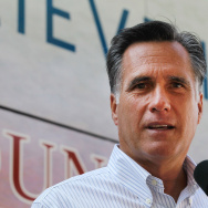 Mitt Romney Campaigns In Six Swing States On "Every Town Counts" Bus Tour