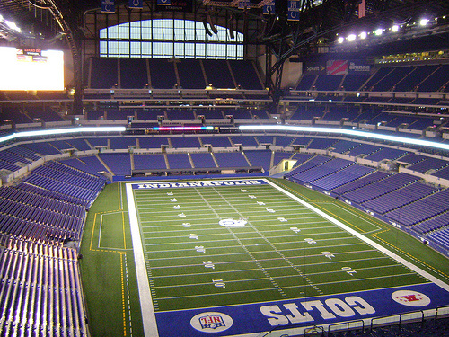 Lucas Oil Stadium in Indianapolis, home to Super Bowl XLVI, 2012, featuring the New England Patriots versus the New York Giants.