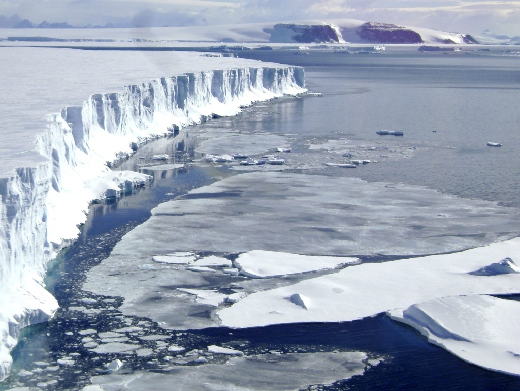 The Larsen B ice shelf on the Antarctic Peninsula, which is among the places where such ice has been breaking off.