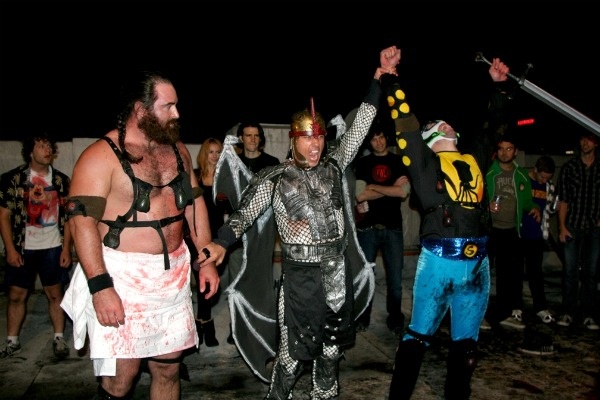 Samson versus Squid at Foam Weapon League