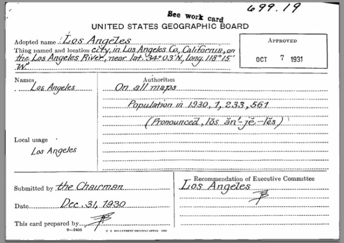 US Board of Geography Los Angeles