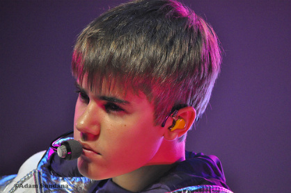Bieber stares ominously into space at the Sentul International Convention Center in Bogor, Indonesia in 2011.