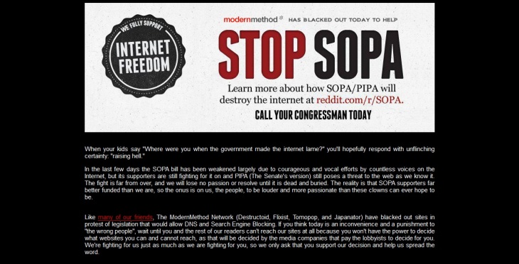 SOPA/PIPA Protest, Destructoid