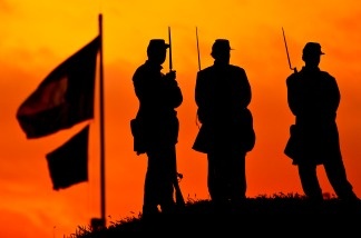 Confederate re-enactors, standing on the ramparts of Fort Moultrie, mark the 150th anniversary of the Civil War on April 12, 2011, in Charleston, S.C. The first shot that began the Civil War was fired at Fort Sumter on April 12, 1861, in Charleston harbor.