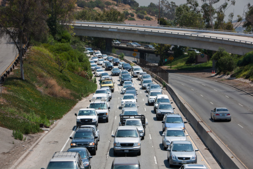 File photo of gridlocked drivers on the 110 freeway