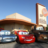 Lightning McQueen, Mater and Finn McMissile of "Cars 2" Roll Into Bob's Big Boy