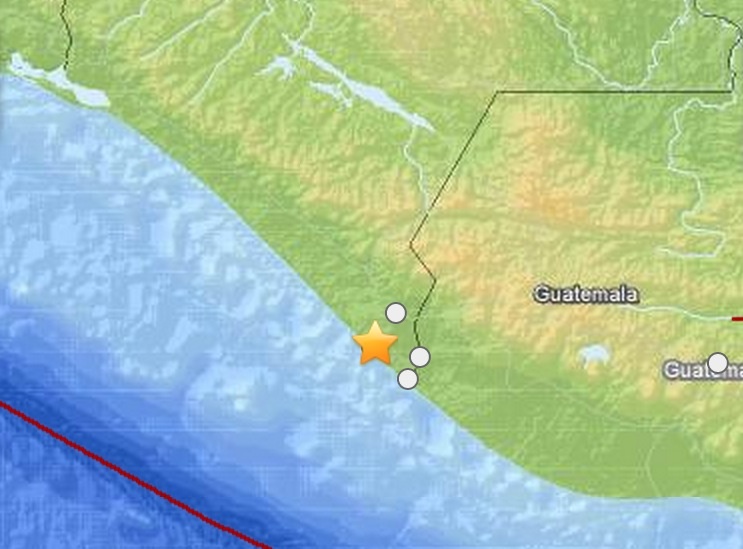 A map showing the epicenter of a 6.9 earthquake on Monday, July 7, 2014 in Mexico.