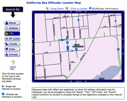 ... website shows the cluster of registered sex offenders in a small area. ... website shows the cluster of registered sex offenders in a small area.