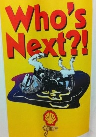 Carousel neighborhood signs picture dead carousel horses and ask, 'Who's Next?'