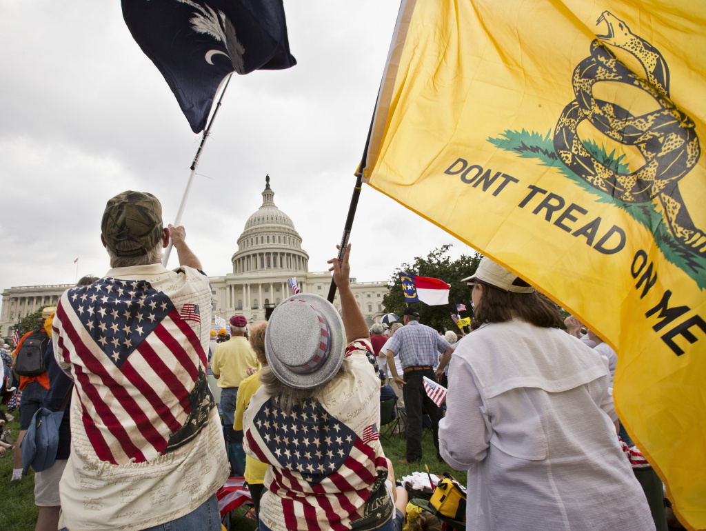 Tea Party activists attend a June rally on the grounds of the Capitol.
