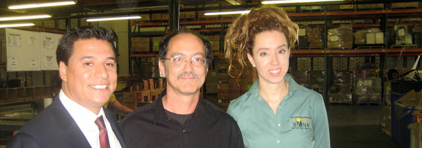 From left: Jose Huizar, Frank Tamborello (Director of Hunger Action Los Angeles), and Jessica Jones (Policy and Outreach Supervisor of the L.A. Regional Foodbank.)