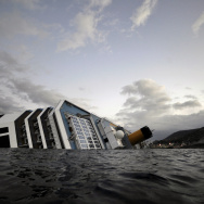 The Costa Concordia cruiseship lies on J