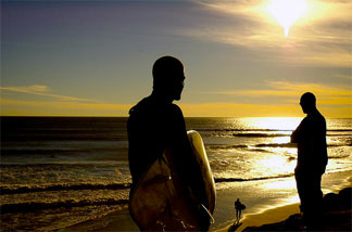 Surfing at Sunset Beach in Malibu on Christmas Eve
