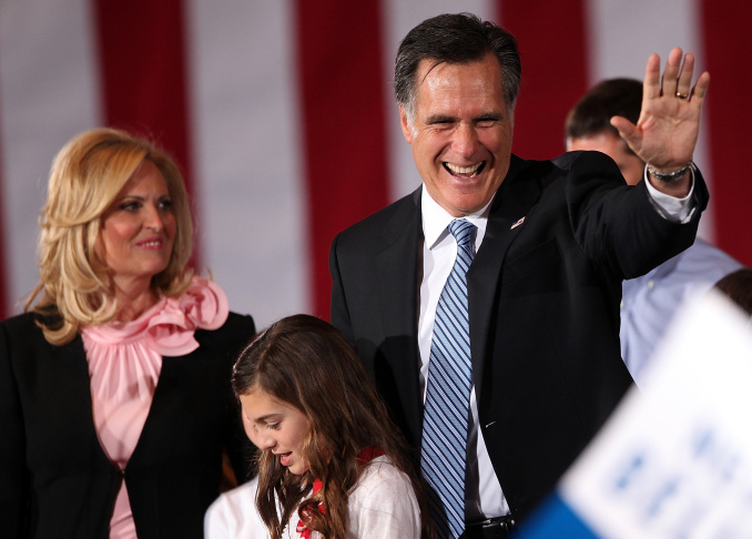 GOP Candidate For President Mitt Romney Holds Nevada Caucus Night Gathering