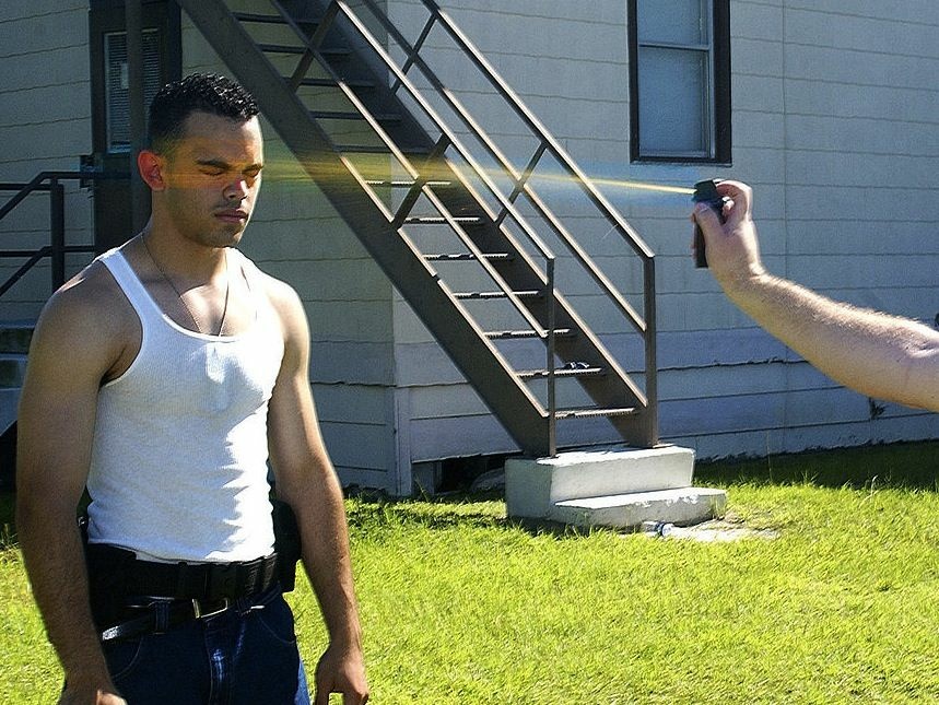 A pepper spray demonstration.