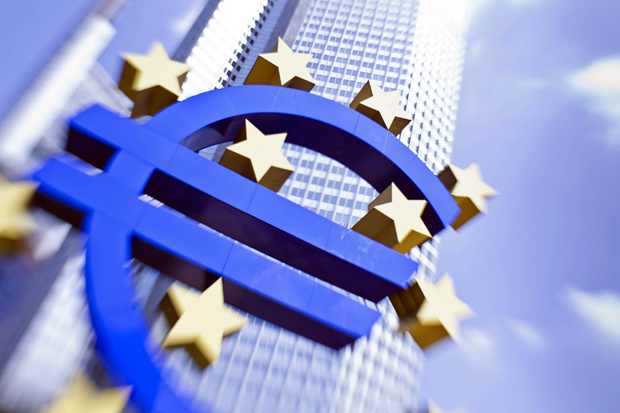 The European currency Euro logo stands in front of the European Central Bank (ECB) in Frankfurt/M., western Germany on August 4, 2011.