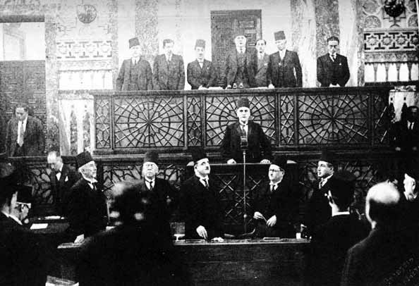 At the Syrian presidential inauguration of Hashim al-Atassi in Parliament on December 31, 1936.