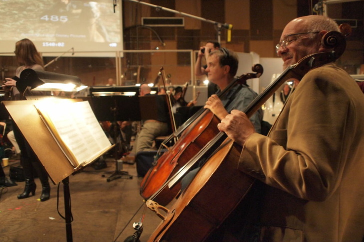Cellists John Carer Soundtrack taping