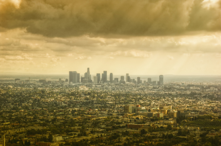 gold los angeles skyline cityscape city landscape