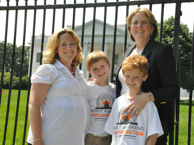 Family Equality Council Executive Director Jennifer Chrisler (left), her partner Cheryl Jacques and their sons Tom and Tim Jacques visited Washington on Thursday to ask Congress for equal rights for same-sex families.