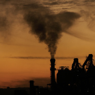 Black smoke billows from the chimeny of