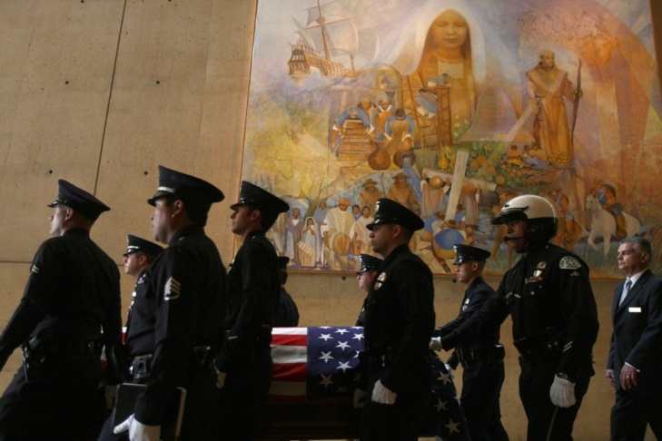 LAPD Holds Funeral For Officer Killed In Metrolink Train Accident