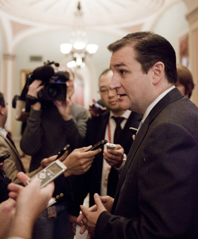 Texas Republican Ted Cruz, then senator-elect, speaks to reporters before a freshman senators luncheon on Nov. 13.