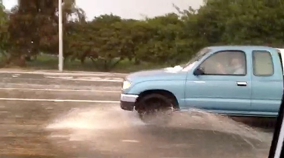 Driving in the rain during hail and lightning on the 710 Freeway in Dec. 2011.