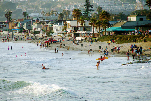 People enjoying California beach