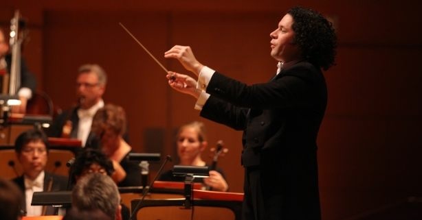 Gustavo Dudamel conducting the LA Philharmonic at home at Disney Hall.