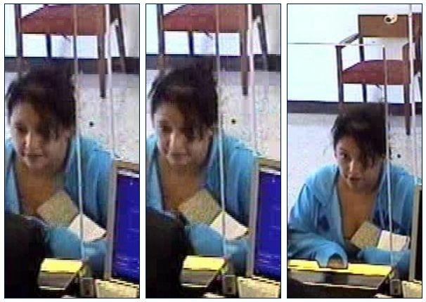 Bank surveillance images of the "Plain Jane Bandit" from Monday's attempted robbery.