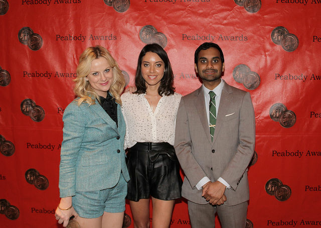 Amy Poehler, Aubrey Plaza, and Aziz Ansari of NBC's "Parks and Recreation" at the 2012 Peabody Awards, Waldorf-Astoria Hotel, New York, May 21, 2012