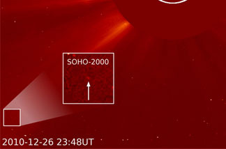 SOHO's 2000th comet, spotted by a Polish amateur astronomer on Dec. 26.