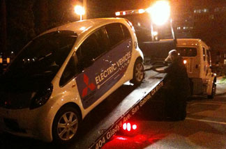 iMiev electric car being towed