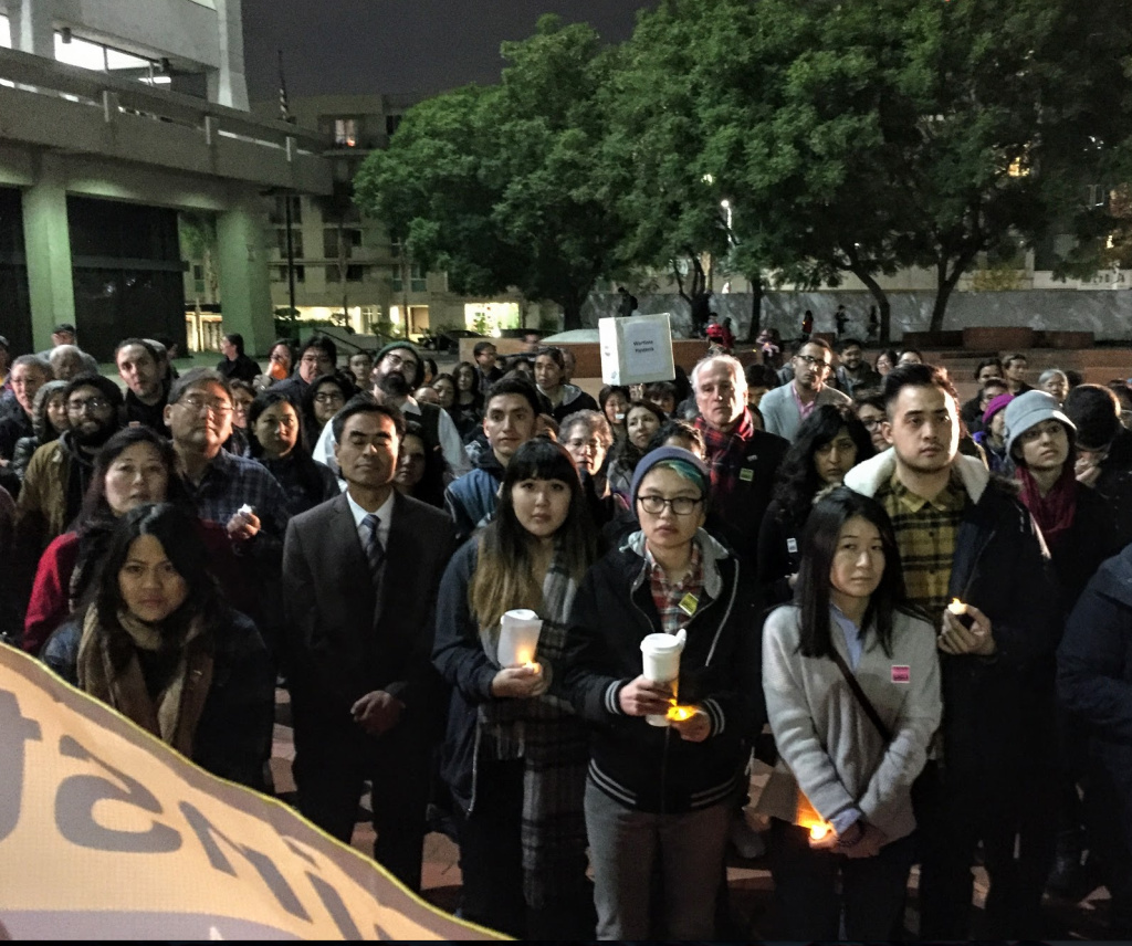 Little Tokyo hosted a vigil and rally in support of Muslim Americans and other immigrants