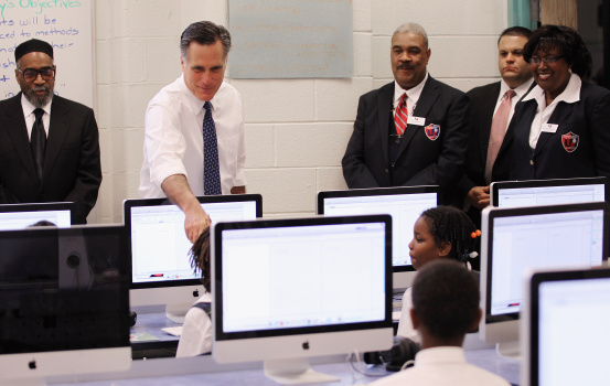 Romney Visits Philadelphia Charter School