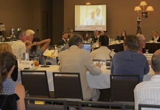 Speakers at the state Fish and Game oversight panel meeting in Santa Monica.