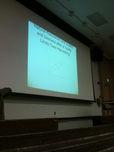 Environmental economics professor Matt Kahn teaches to a packed auditorium these days.