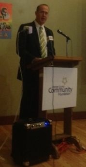 Anaheim mayor Tom Tait speaks at a presentation detailing disparities in the quality of life for Orange County residents.