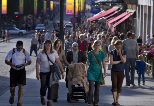 A street in a busy shopping district of Oslo this week, after a bombing in the Norwegian capital city and a shooting massacre on a nearby island left at least 76 people dead.