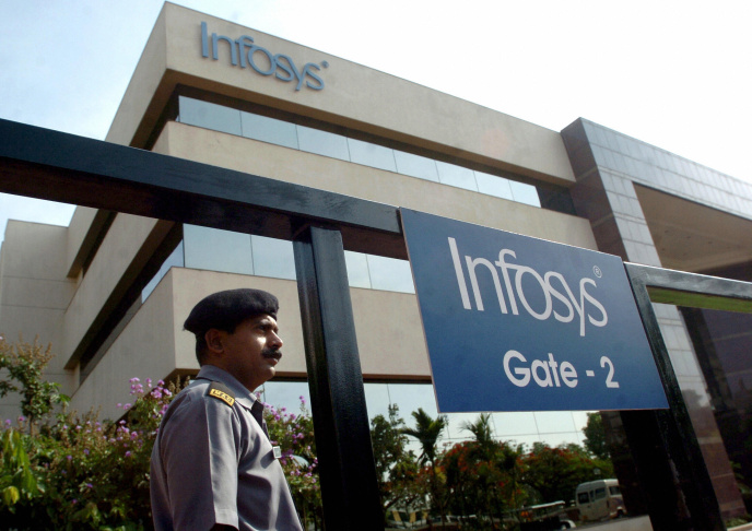 A security guard stands at an entrance g
