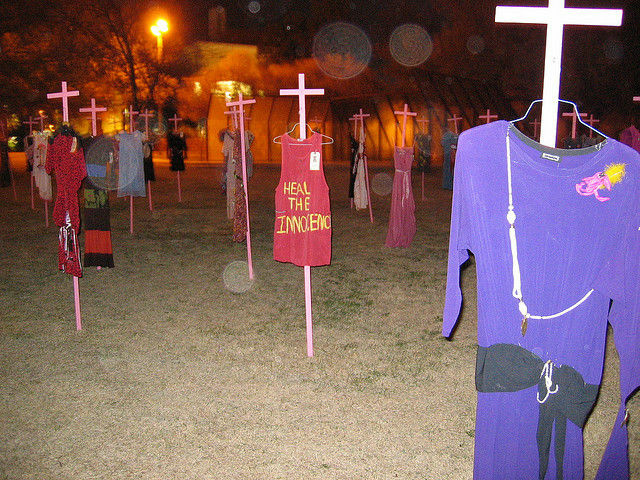 An installation commemorating the Ciudad Juarez murder victims, March 2006