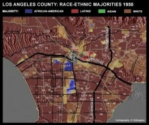 Screen shot of changing demographics map on KCET.org, January 2011