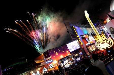 People celebrate New Year as fireworks i